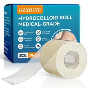 GZXOCIU 하이드로콜로이드 붕대 롤: 상처 관리를 위한 2인치 X 16피트 울트라 접착제 및 흡수 방수 대형 패치 - 하이드로 씰 치유 드레싱 반창고 테이프