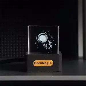 GeekMagic 크리스탈 큐브 사진 디스플레이 홀로그램 데스크탑 스마트 관측소 GIF 이 된 디지털 시계 앨범 F