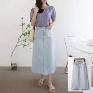 셀럽하우스 연청 빅사이즈 빅사이즈미시옷 스커트 데님 밴딩 여성