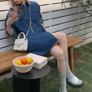 셀럽하우스 여자 데님 셔츠원피스 여유핏 진청 연청 포켓청원피스
