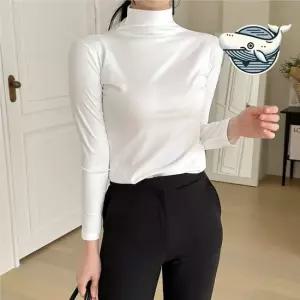 편안한 스판 반목 티셔츠 긴팔 기본 스타일 스판폴라티 목폴라티셔츠 여자빅사이즈폴라티
