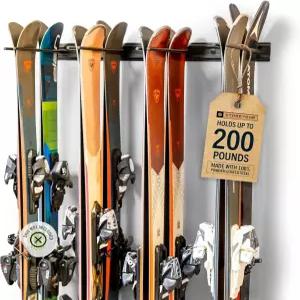 StoreYourBoard 스키 랙 월 마운트 튼튼한 강철 최대 8쌍의 차고 가정 또는 객실 공간 절약형 내구성 있는