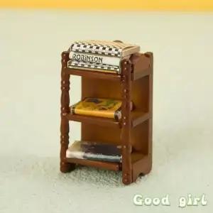 2 인형의 집 미니 책장 빈티지 3 레이어 디스플레이 캐비닛 DIY 공예 모델 주방 보관 랙