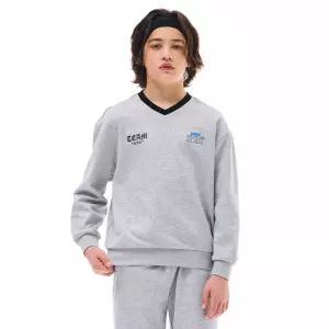 남아 배색 브이넥 맨투맨 티셔츠-EAJB5113B0B
