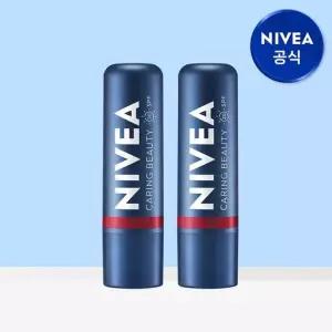 니베아 케어 앤 컬러 립밤 딥레드 4.8g 2개