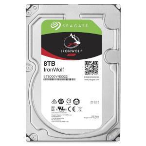 SEAGATE IRONWOLF 8TB NAS 내장 하드 드라이브 HDD U2013 5인치 SATA 6GB 7200RPM 256MB 캐시 레이드 네트워크 연결 스토리지 ST8000VN0022 실버