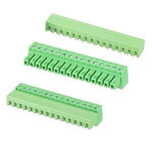 MECCANIXITY 플러그형 PCB 단자 블록 커넥터, 28-16AWG DIY 패널 마운트 전자 프로젝트용 15핀 3.81mm / 0.15인치 피치 스크류 커넥터 2세트(녹색, 58x21.5x11mm)