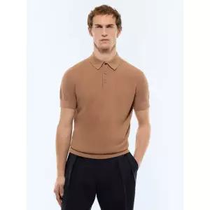 FURSAC Cotton-cashmere moss stitch polo - Hazelnut 1047368