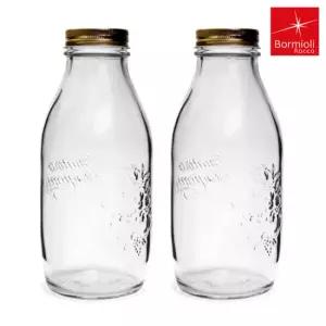 우유 유리병 1000ml 2P세트 밀폐 주스병 공병 음료 밀크티병