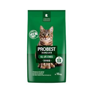 프로베스트 전연령 고양이 사료, 헤어볼+장건강, 15kg, 1개