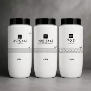 가성비가브랜드다 [3종세트] 톡톡톡 뿌리는 과탄산소다+구연산+베이킹소다 450G