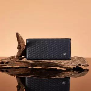 닥스 액세서리 26SS [WOVEN PATTERN] 네이비 짜임패턴 소가죽 카드지갑 DBHO6E830N2