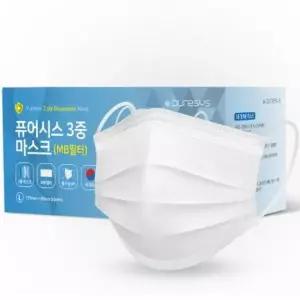 퓨어시스 MB필터 3중 일회용 마스크 대형 50개입 x 화이트 1개