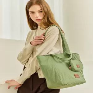 닥스 액세서리 26SS [EASY BAG]그린 체크 나일론 에코 토트백 DBBA6EG54E1