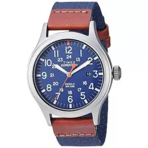 타이맥스 Timex 익스페디션 스카우트 남성용 손목시계 40mm 블루/브라운/그레이 가죽/나일론 스트랩 (TW4B1