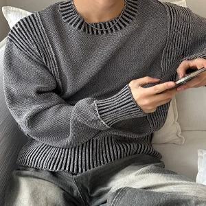 [아레스]오프 피그먼트 크롭 빈티지 니트 (2color)