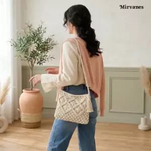 미르바네스 마크라메 라탄 크로스백 여성 여름 데일리 숄더백 1741