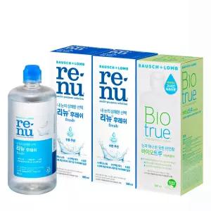 바슈롬 리뉴 후레쉬 500ml x 2개 + 바이오트루 500ml x 1개 소프트 렌즈 세척액