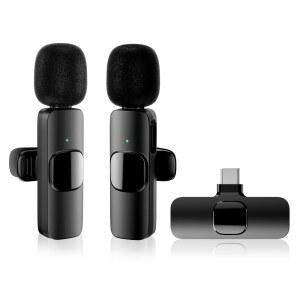 색소폰핀마이크 17 16 15 USB C용 무선 라발리에 미니 브이로그용 마이크 비디오 노이즈 녹화 캔슬링