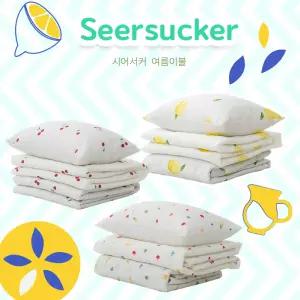 [국내생산] 시원한 시어서커 냉감 홑겹 여름이불 침구세트 (이불+베개커버+패드)