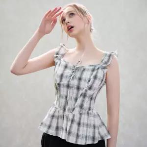 [BLUE LABEL] 체크 코르셋 나시블라우스 ES2OBL03