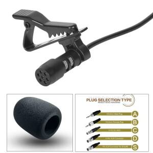 무선 시스템용 블랙 라발리에 라펠 마이크  금속 클립 및 커버 포함  XLR 3 핀  4 3.5mm