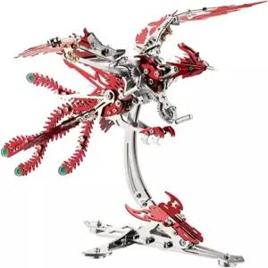 기계식 피닉스 3D 금속 퍼즐 모델 키트 펄럭이는 날개가 달린 358PCS 스테인리스 스틸 DIY 조립 조각 메카 수집용 건물 세트(빨간색) Red
