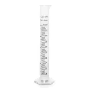 브루잉 아메리카 100ml 플라스틱 눈금 실린더 비커 - 과학 측정 시험관 플라스크 양면 표시 검은색 및 높은 선 붓기 1