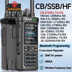 BAJETON BJ-9000 APRS GPS 무전기 블루투스 프로그래밍 10W CB 27Mhz 송수신기 단파 수신 RT-950 햄 라디오