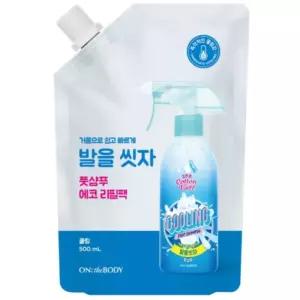 LG생활건강 온더바디 코튼풋 발을씻자 풋샴푸 리필 쿨링 500ml×4개 대용량