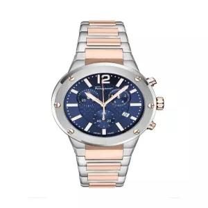 Salvatore Ferragamo F-80 Chrono Collection Luxury Mens Watch Timepieces with a Two Tone Bracelet and
