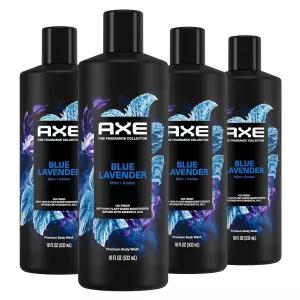 남성용 AXE 파인 프래그런스 컬렉션 바디 워시 블루 라벤더 4 카운트 12시간 상쾌한 향 샤워 젤에 민트