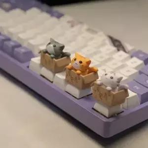 기계식 키보드용 귀여운 고양이 키캡 OEM R4 프로파일 MX 스위치용 참신한 3D 동물 카와이 데스크 액세서리