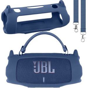 JBL 차지 6 방수 휴대용 블루투스 스피커 실리콘 케이스 어깨끈이 있는 부드러운 보호 슬리브 커버 스피커(파란색)