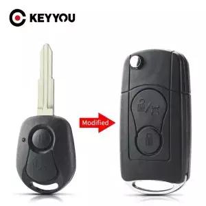 KEYYOU 플립 접이식 자동차 원격 키 케이스 쉘 쌍용 액티언 SUV 카이런 2 버튼 수정