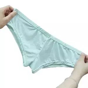 남성 짧은 속옷 얼음 실크 메쉬 브레스 스포츠 팬티 중반 허리 U 볼록한 주머니 비키니 부드러운 얇은 탄성