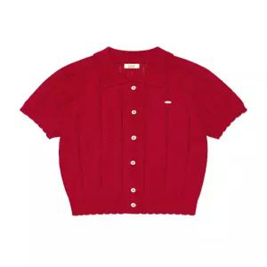 리 LE2602CD63RD 데일리룩 기본템 우먼 스카시 카라 가디건 레드 6003593