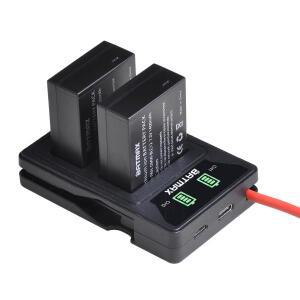 2X DMW-BLC12 BLC12E DMW 배터리 + LED USB 듀얼 충전기 유형 C 포트 파나소닉 호환 호환호환 Lumix FZ1000