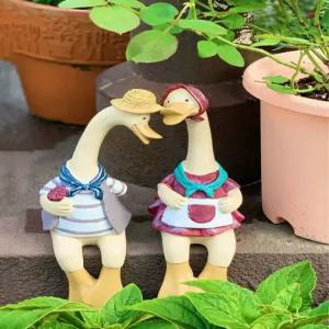 오리 마당 귀여운 정원 꾸미기 동물 조형물 홈 장식품 야외 모형 조각상 세트 거위