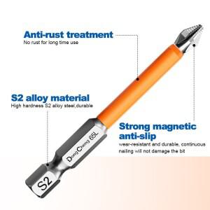 S2 합금강 PH2 미끄럼 방지 스크루드라이버 비트 자석식 이빨 임팩트 드릴 6.35mm 1/4인치 육각 샹크 전동