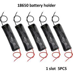 10개 18650 배터리 홀더 박스 1 슬롯 3.7V-4.2V DIY 보관 케이스 플라스틱 컨테이너 블랙 레드 와이어 리드