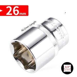 25/26/28/34/36mm 대형 육각 소켓 Cr-v 합금 메트릭 렌치 헤드 너트 제거 래칫 자동 수리 도구
