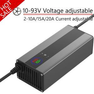 10-93V 전압 조절 가능 24V 60V 리튬이온/리튬인산철 배터리 충전기 10A 고속 13S 부품