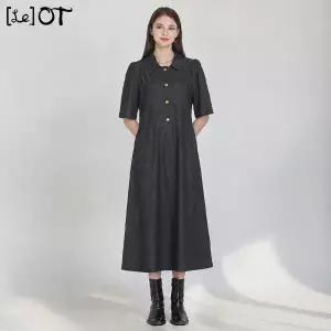 [르오트(LeOT)] 실용성있는 고품격 카라 데님 원피스-사이즈 55~88까지