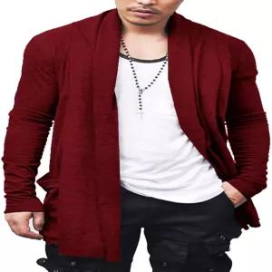COOFANDY 남성 러플 숄 칼라 가디건 오픈 프론트 경량 롱 드레이프 케이프 오버코트 포켓 포함