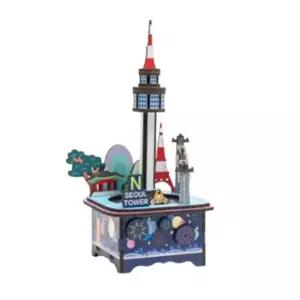 민화샵 우리나라 나무 오르골 DIY 남산타워 소품 탁상장식 S240035B 1개입) 우리나라