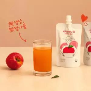 넉넉한 사과즙 착즙 스파우트 노슈가 과일즙 100ml x 20포 1박스 껍질까지 통째로 착즙한 무설탕 생사과즙