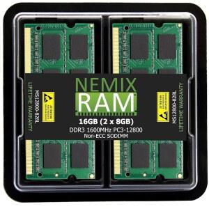 NEMIX RAM 16GB (2X8GB) DDR3 1600MHZ PC3-12800 2RX8 1.35V 204핀 비ECC SODIMM 키트 SYNOLOGY 랙스테이션 디스크스테이션 RAM1600DDR3L-8GB NAS 메모리와 호환 VAR