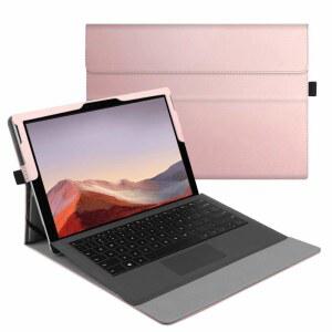 MICROSOFT SURFACE PRO 7 PLUS용 핀티 케이스 / 6 5 4 3 12.3 인치 태블릿 - 다중 각도 보기 포트폴리오 비즈니스 커버 호환 가능한 /타입 키보드(로즈 골드) VEQ