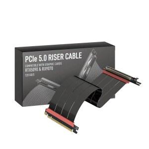 링크업 PCIE 5.0 라이저 케이블 | 수직 GPU 마운트용 왼쪽 각도 그래픽 카드 준비 완료 4.0 및 RX 9070 / RTX5090과 함께 사용 가능 30CM (총 길이: 34CM) VIM